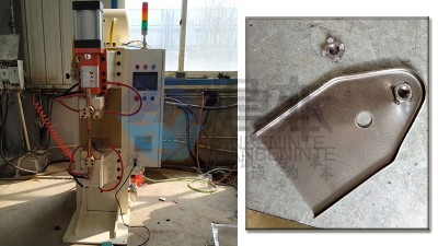 焊本為濰坊某汽車配件公司調試中頻點焊機